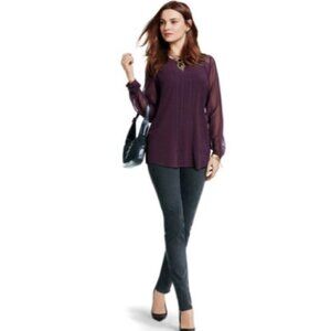 CABI Entice Long Sleeve Blouse Plum Style 3092 Sz S #287A